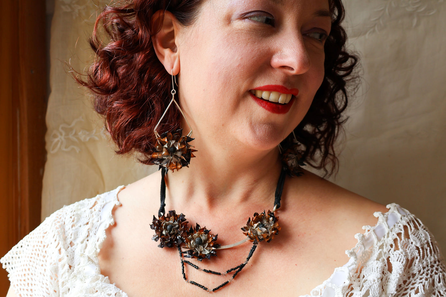 Gardenias in Deep Shadows Necklace