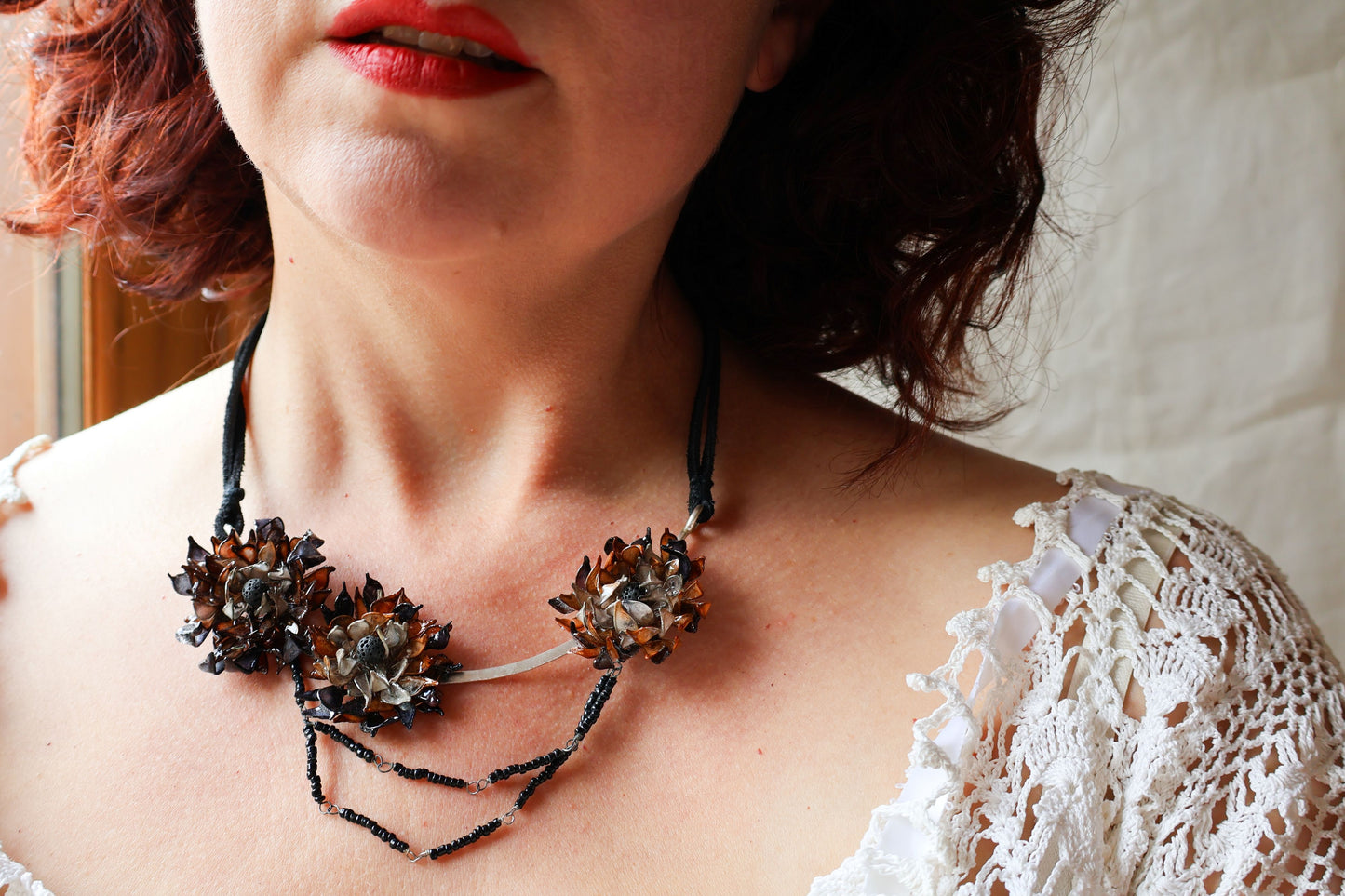Gardenias in Deep Shadows Necklace