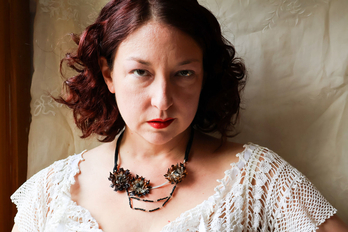 Gardenias in Deep Shadows Necklace