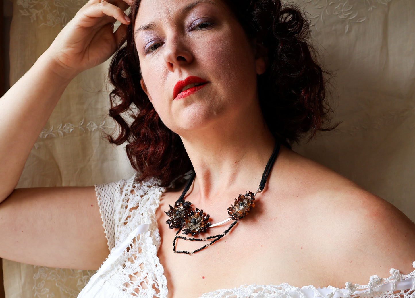 Gardenias in Deep Shadows Necklace