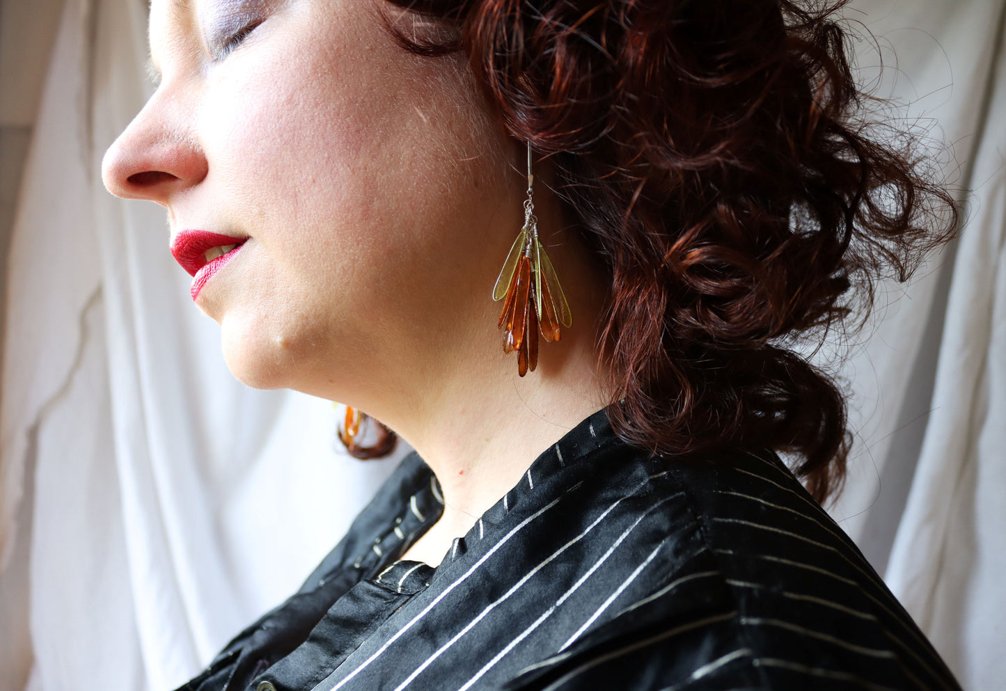 Dragonfly Earrings, autumn colors