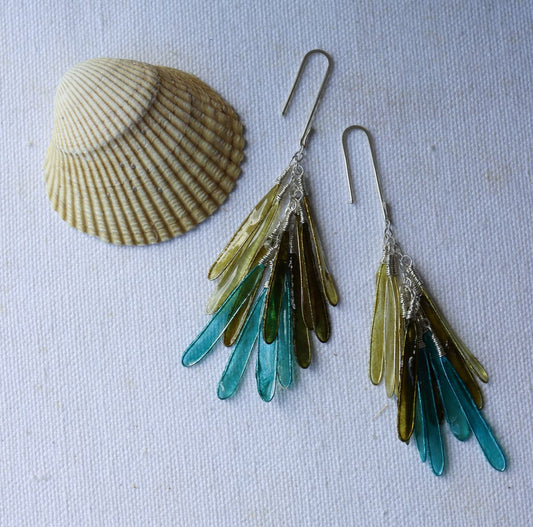 Dragonfly Earrings : seaweed & glacier