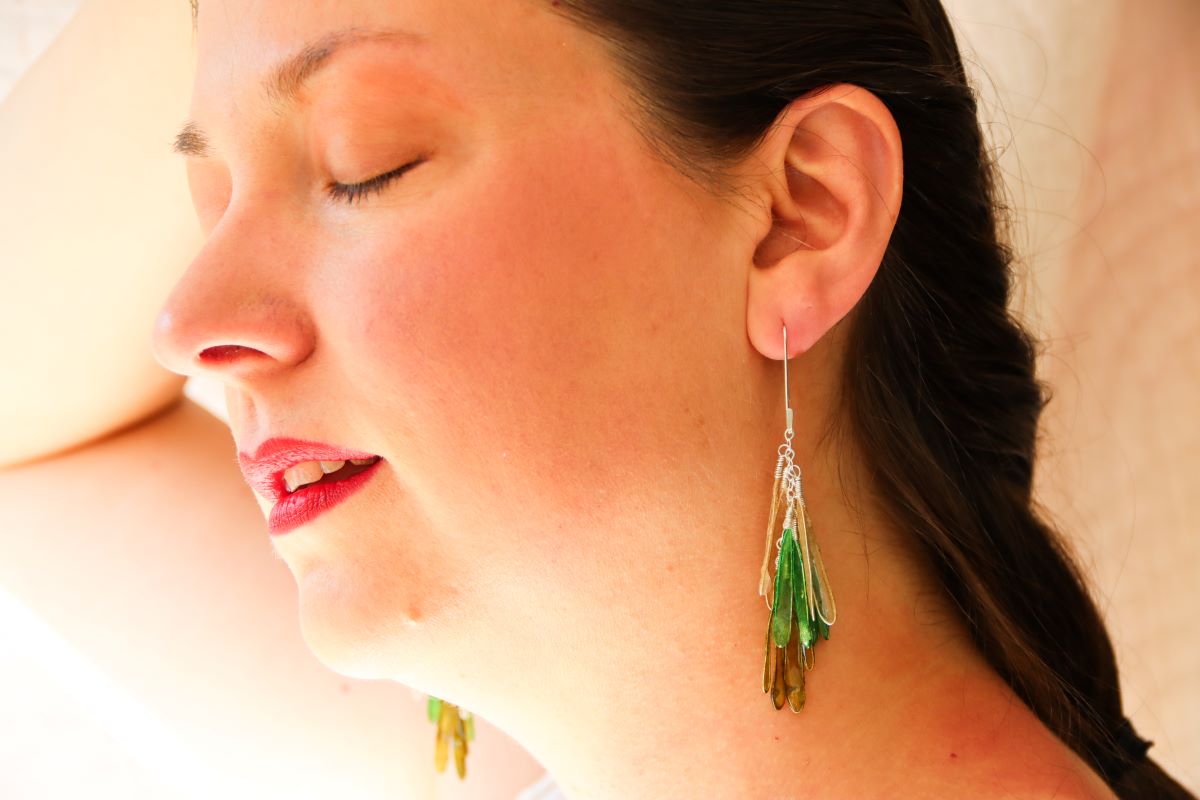 Dragonfly Earrings : bright greens
