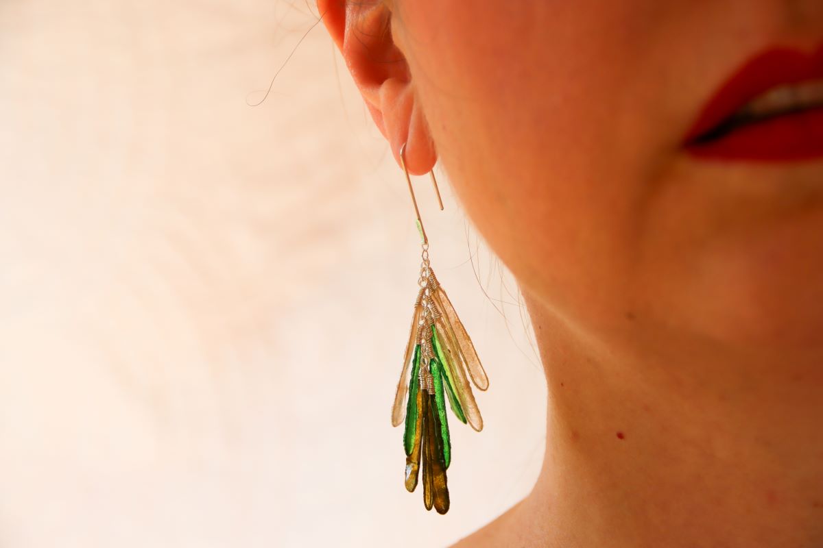 Dragonfly Earrings : bright greens