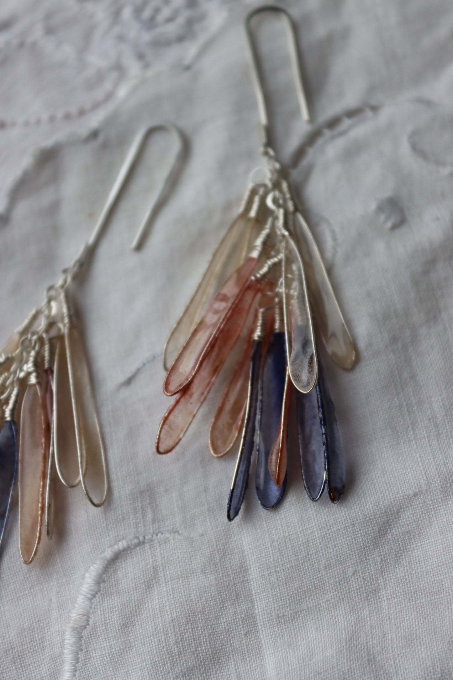 Dragonfly Earrings, indigo & blush
