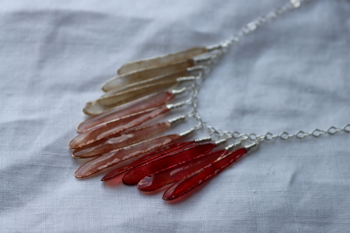 Dragonfly Necklace, coral pink