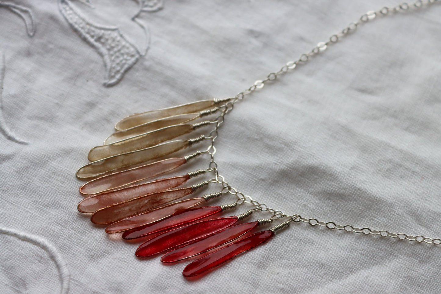 Dragonfly Necklace, coral