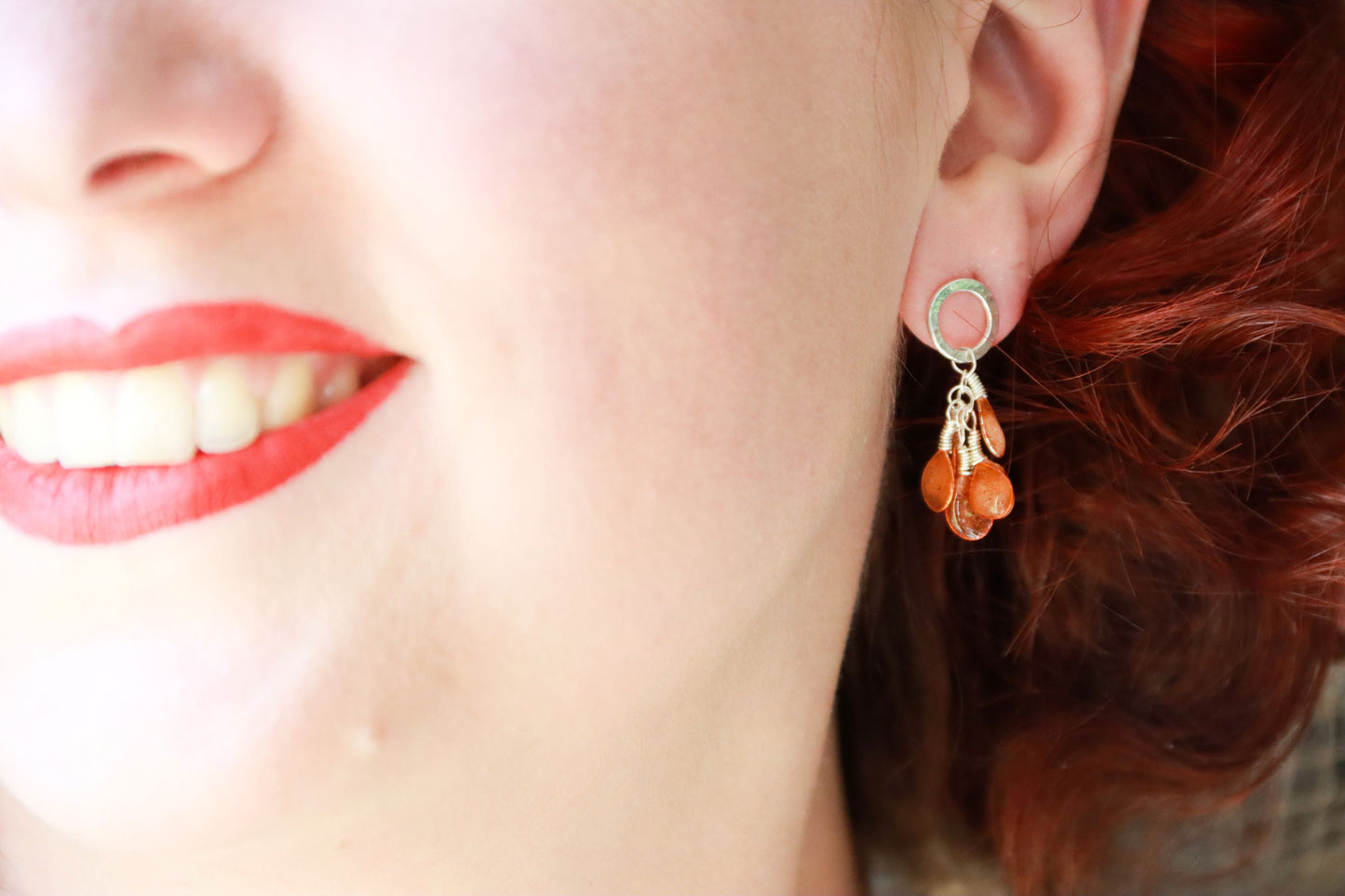 Elderberry Earrings : burnt orange
