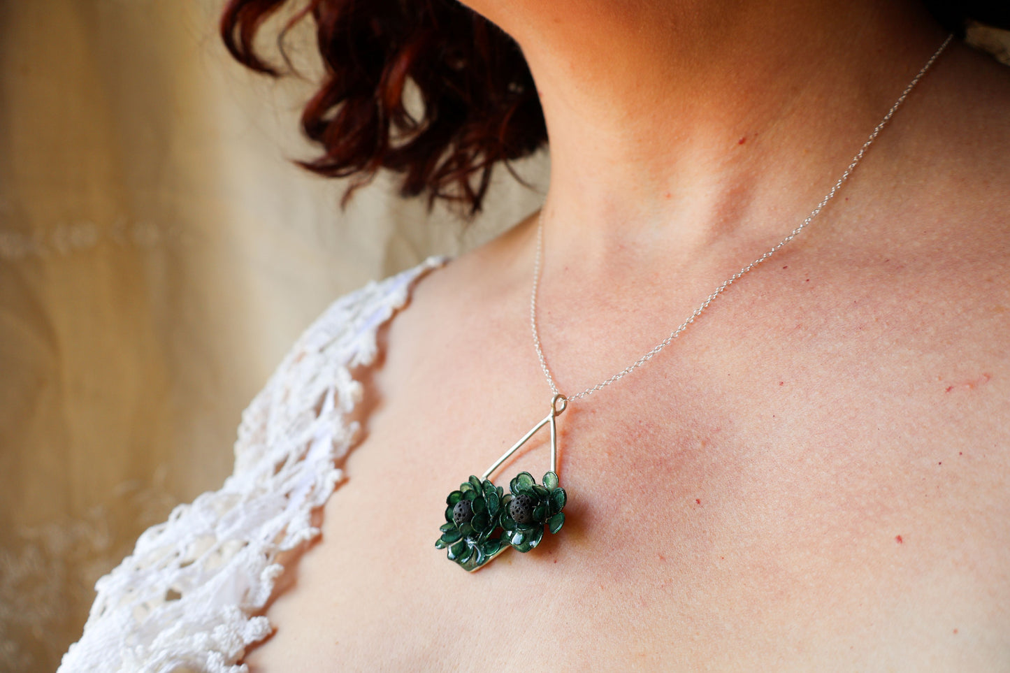 Evergreen Phlox Bouquet Necklace