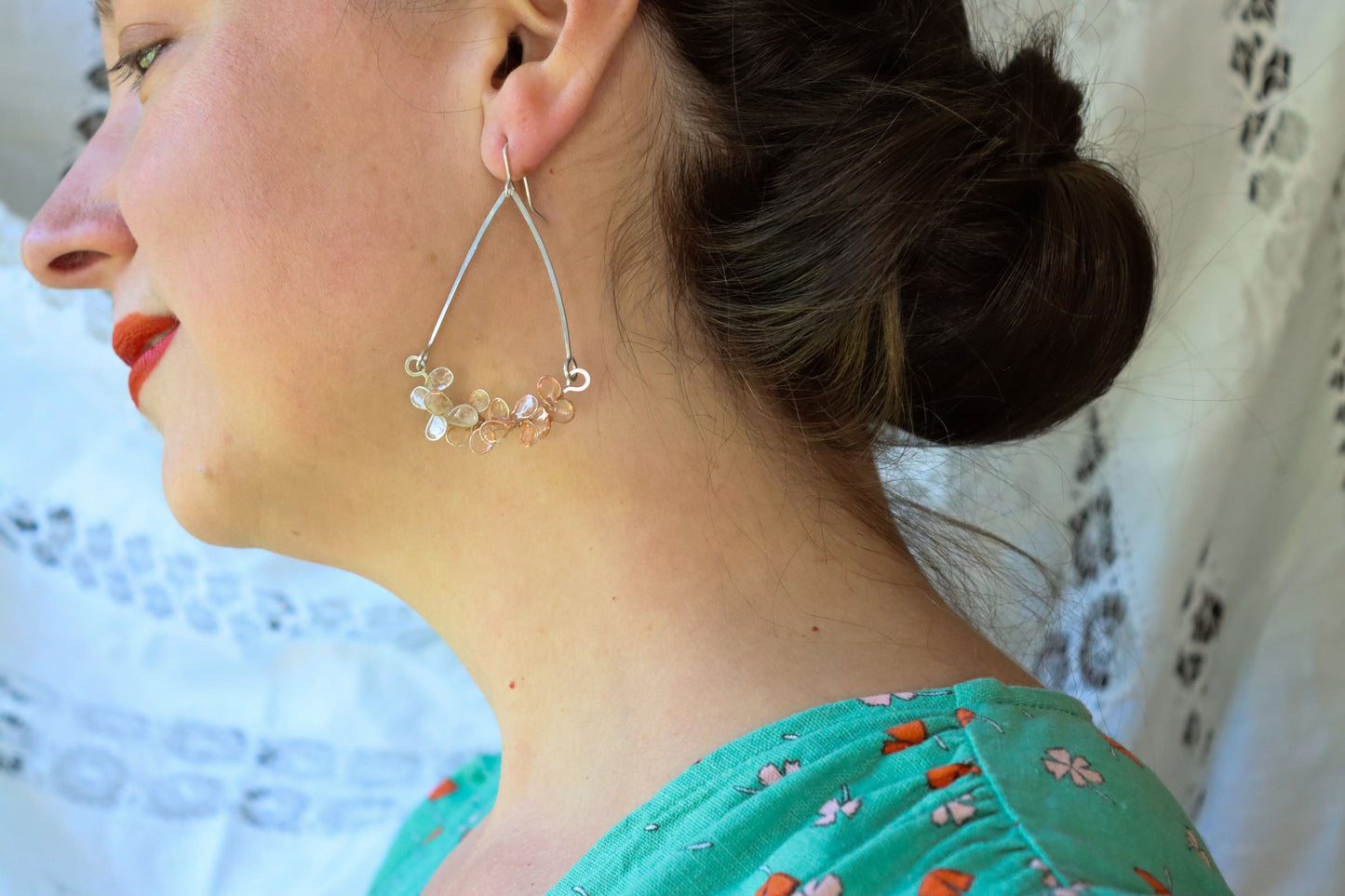 Garden Trellis Earrings : apricot