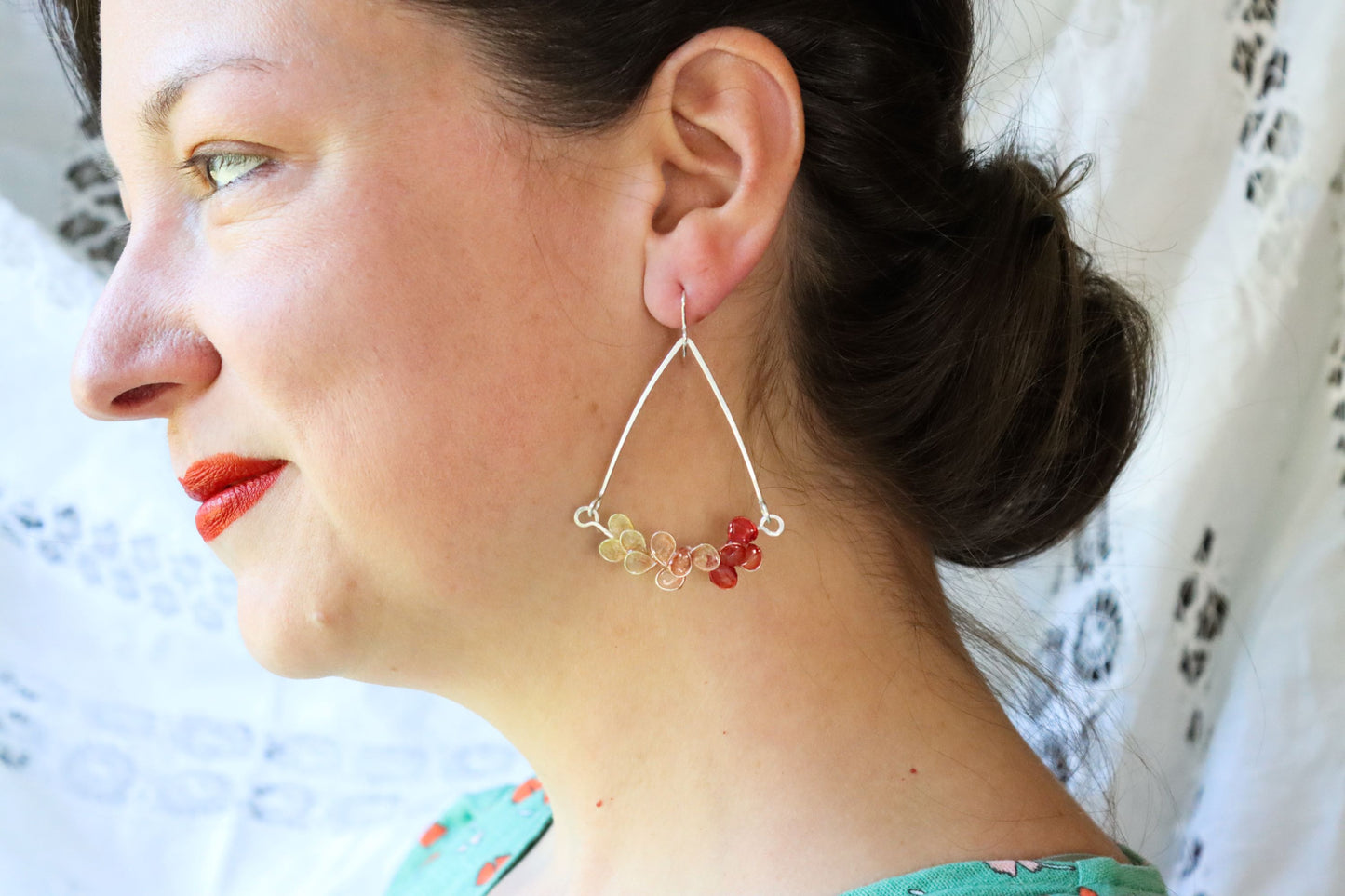 Garden Trellis Earrings : coral