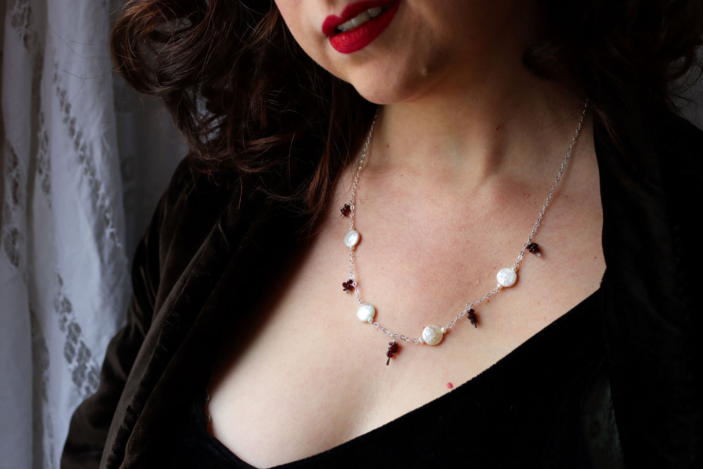 Garnets & Pearls Necklace