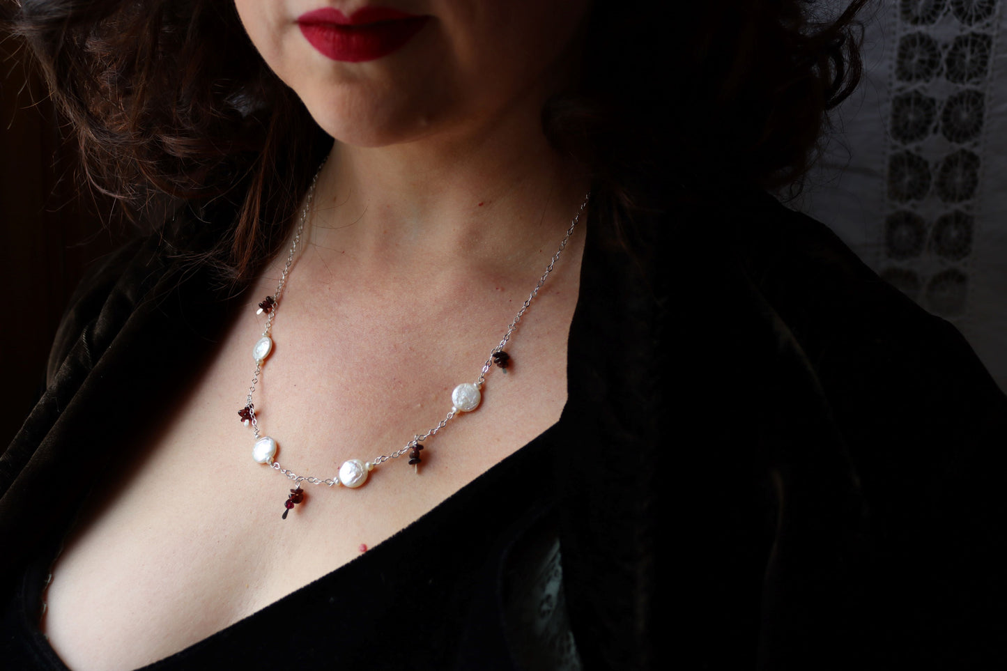 Garnets & Pearls Necklace