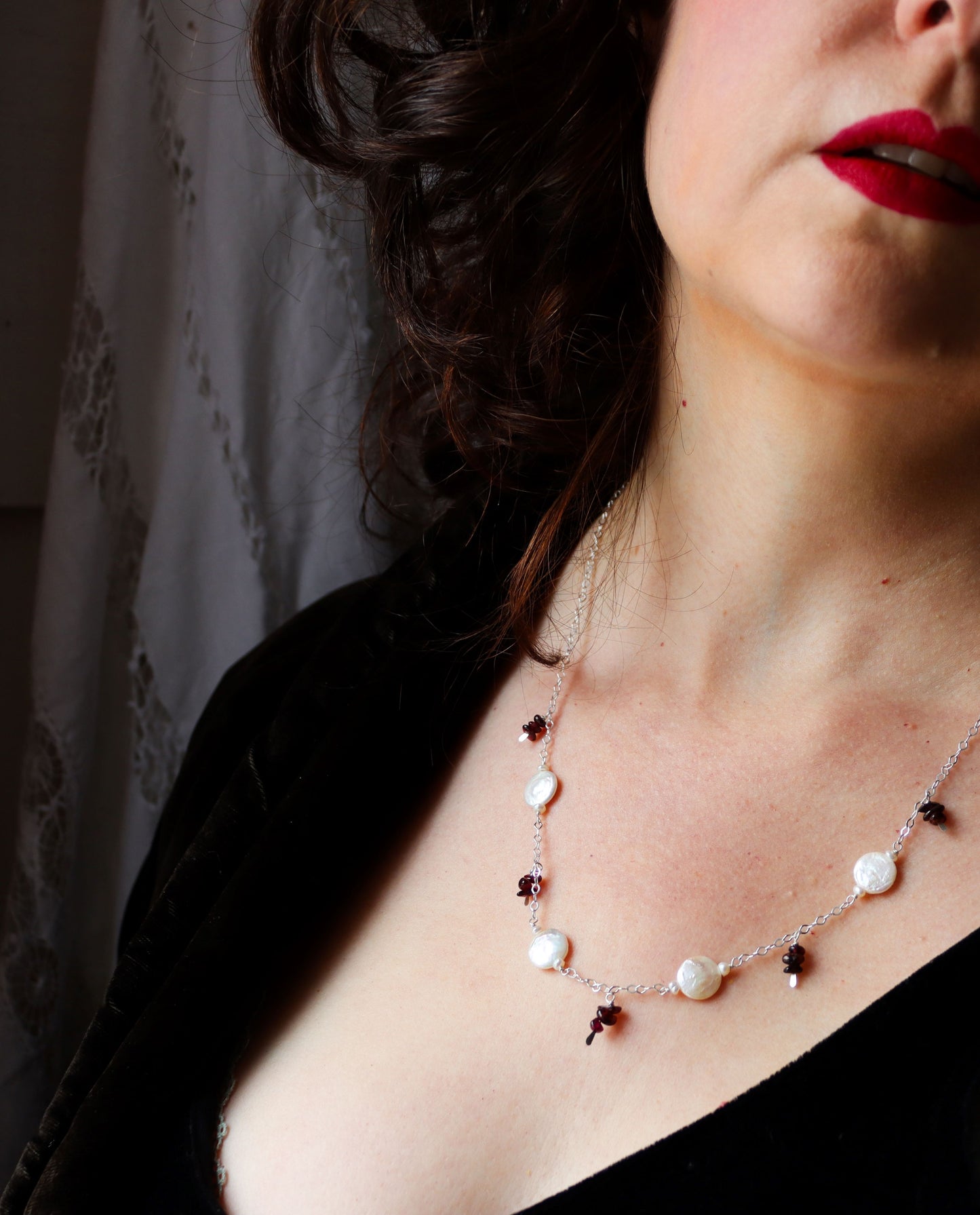 Garnets & Pearls Necklace