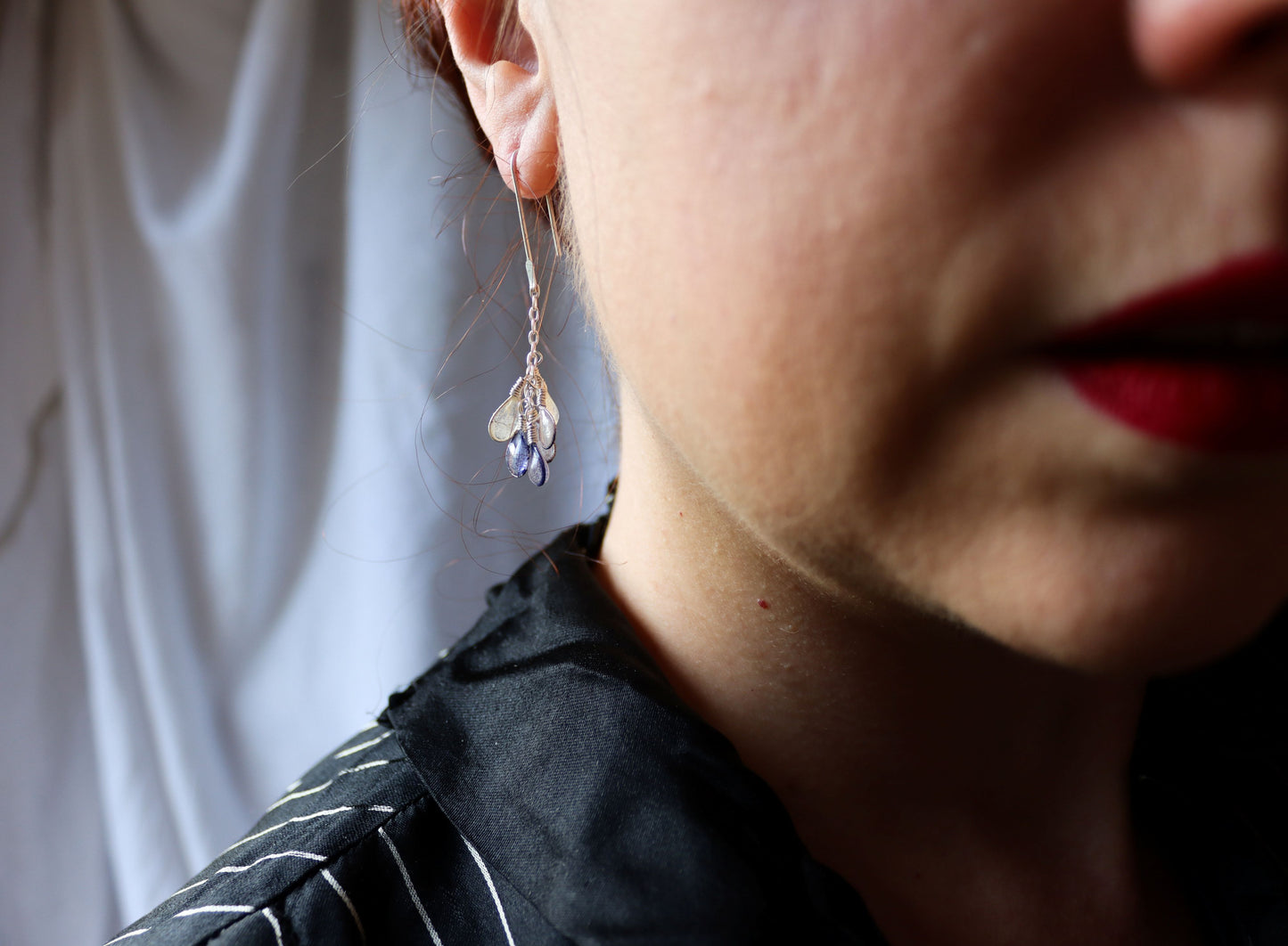 Harvest Earrings, small, indigo