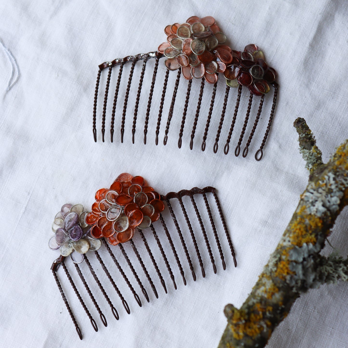 Hydrangea Comb Set : mixed summery colors
