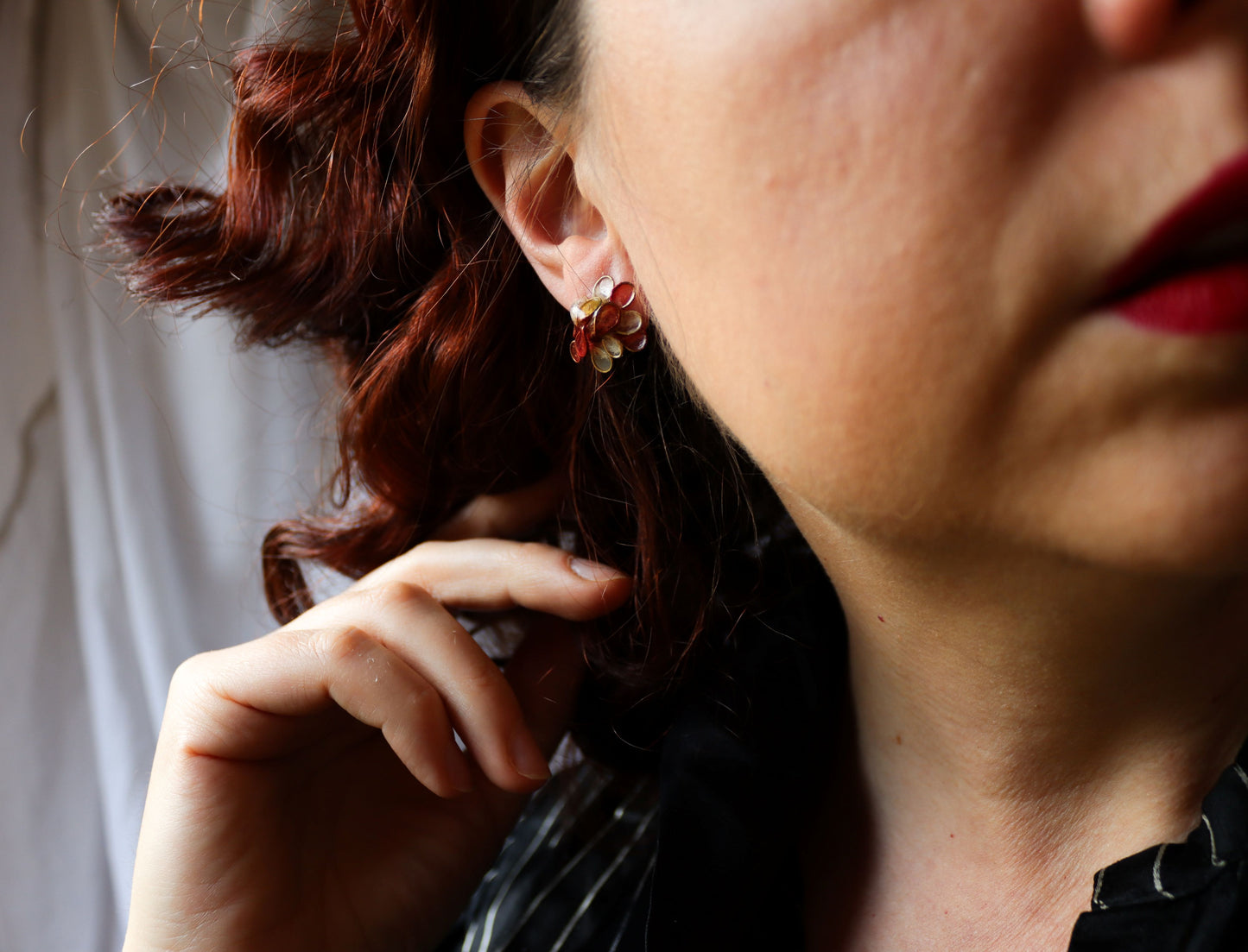 Hydrangea Earrings, coral