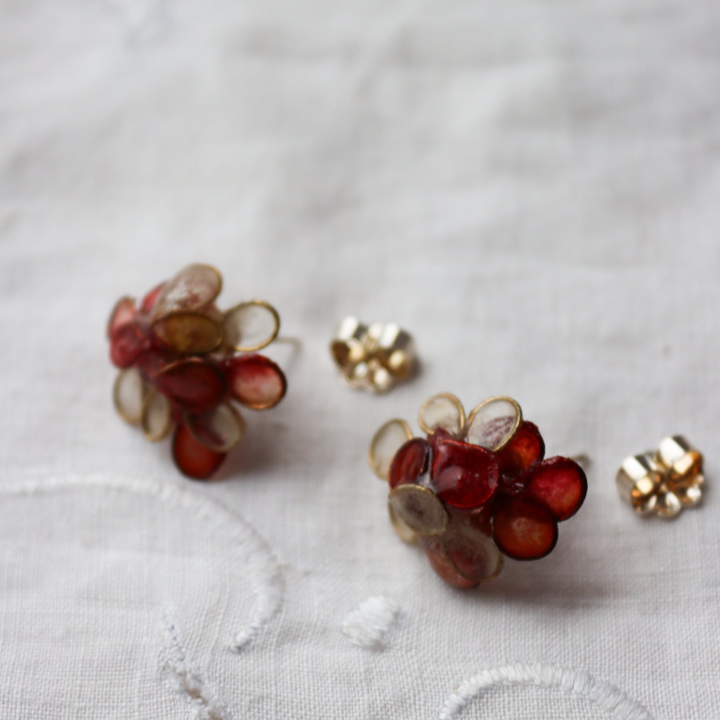 Hydrangea Earrings, coral