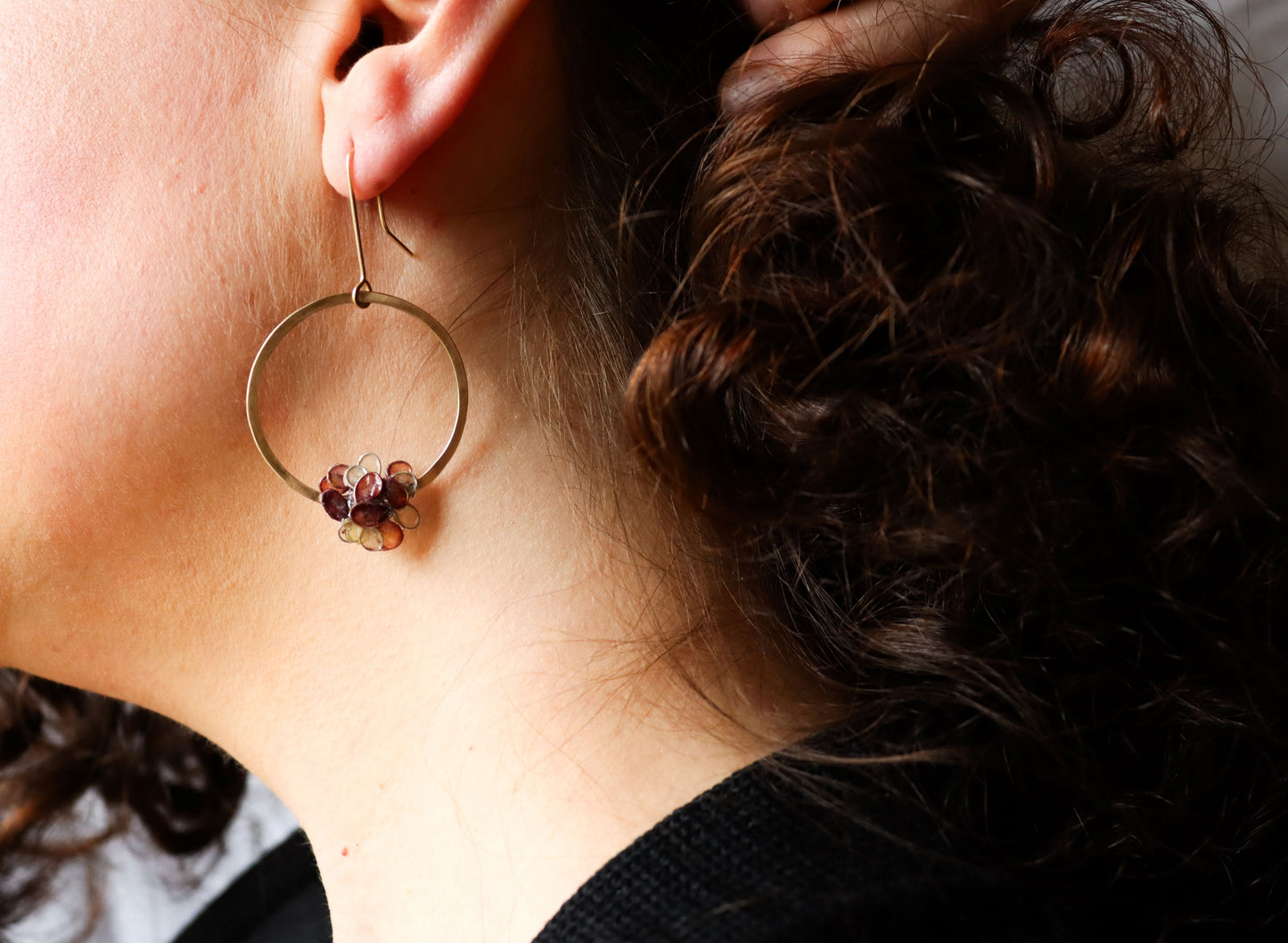 Hydrangea Hoops : gold-filled & burgundy