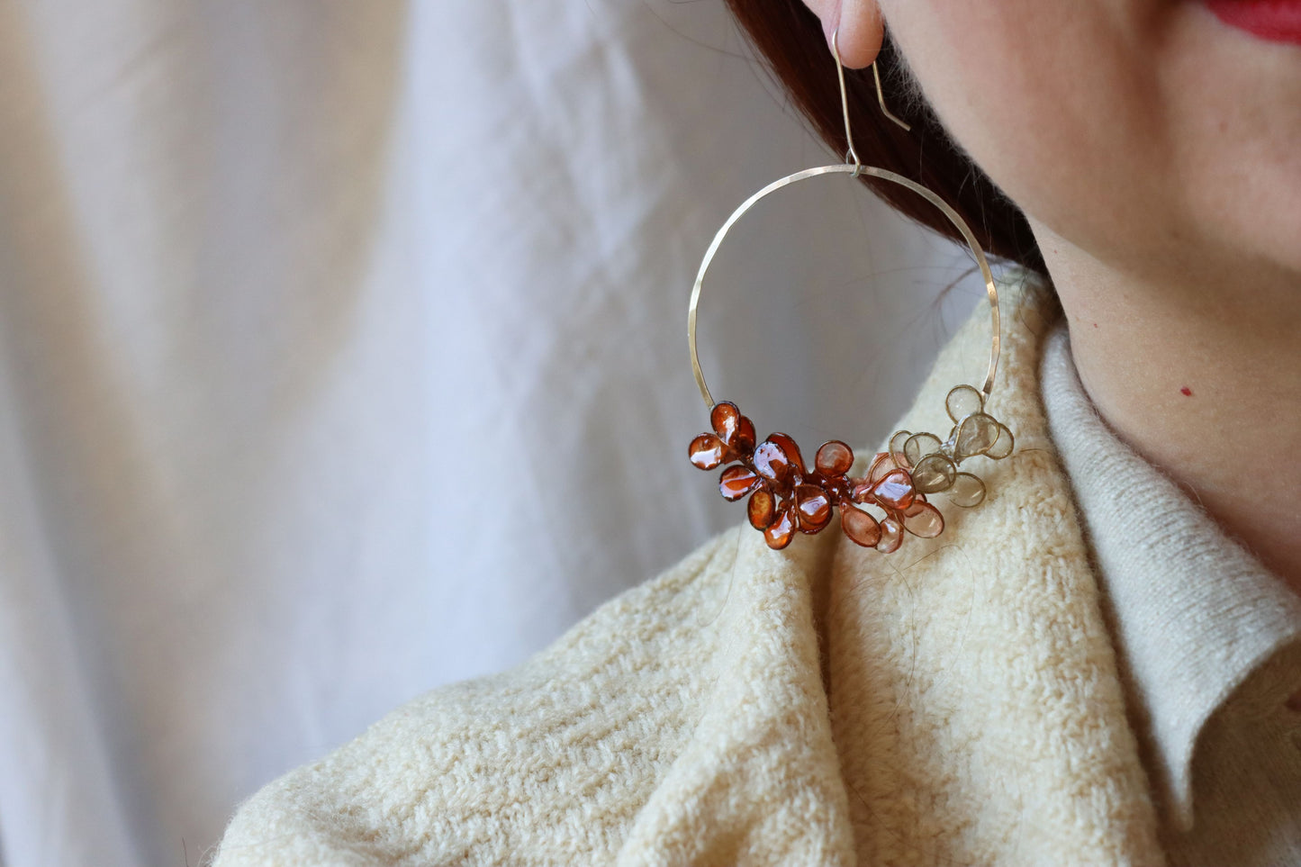 Laurel Earrings, ombre burnt orange