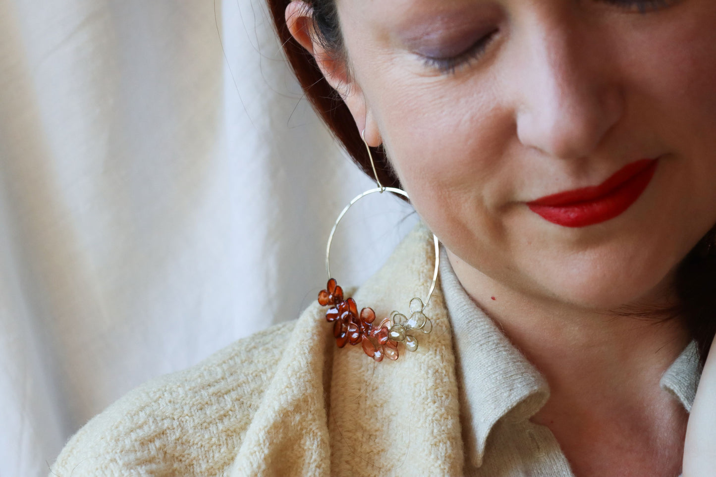 Laurel Earrings, ombre burnt orange