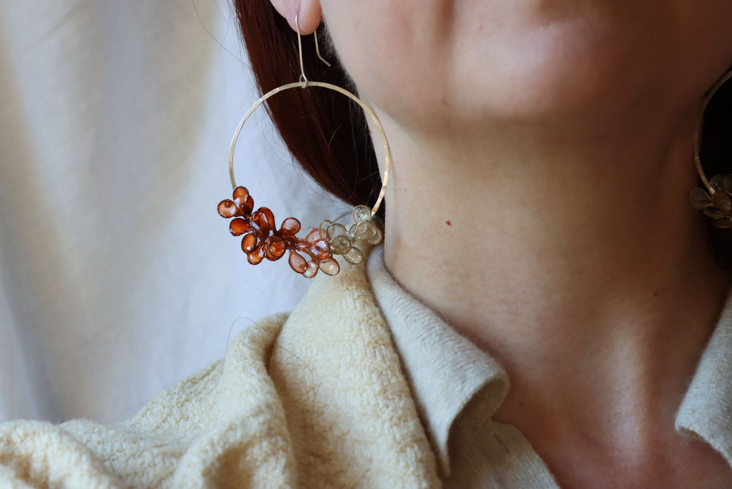 Laurel Earrings, ombre burnt orange