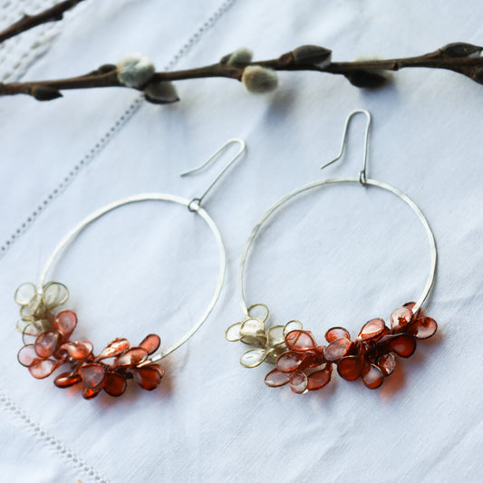 Laurel Earrings, ombre burnt orange