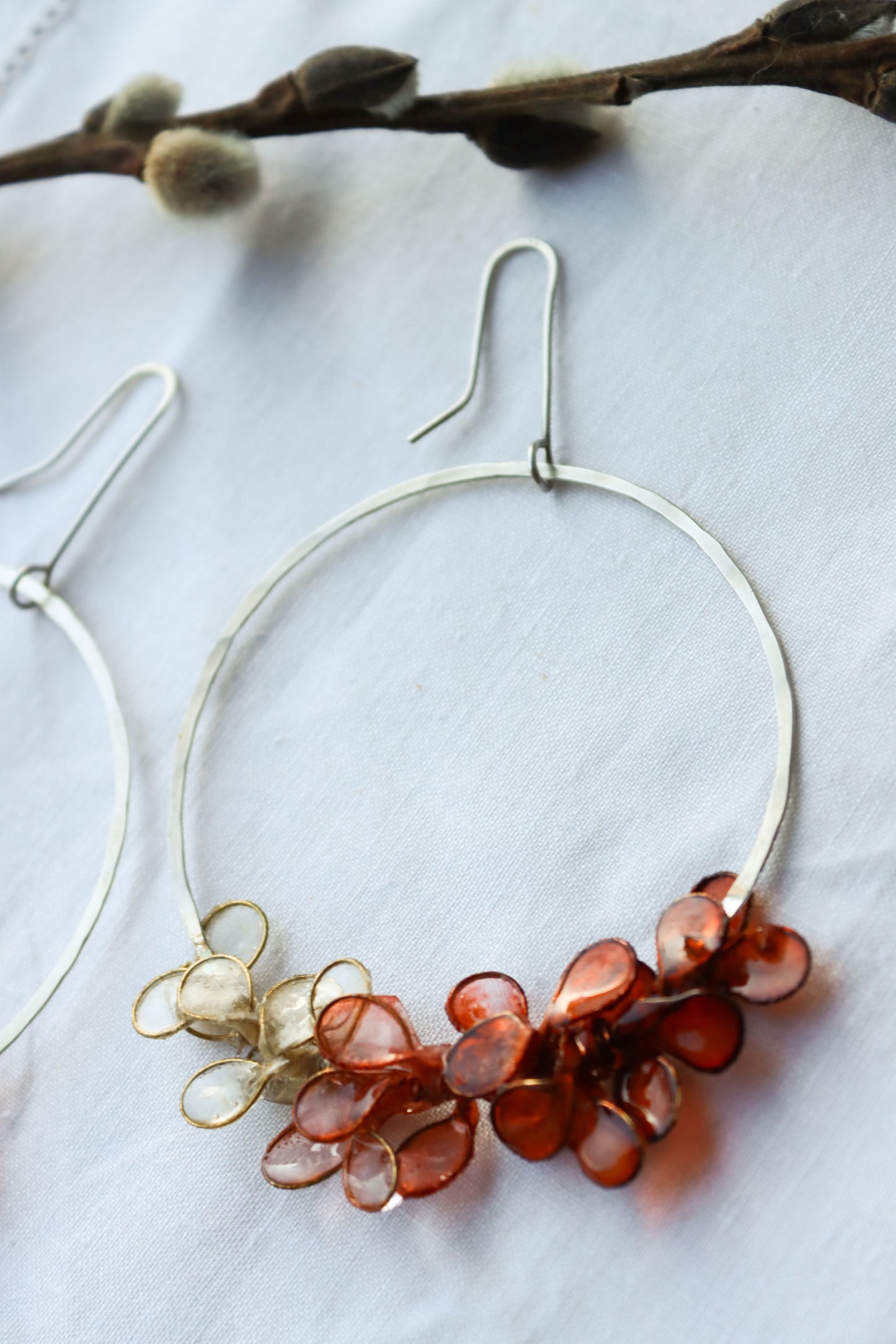 Laurel Earrings, ombre burnt orange