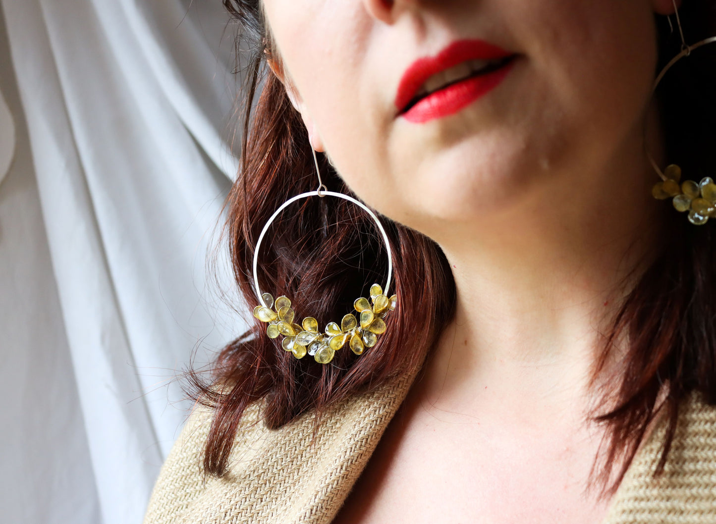 Laurel Earrings, Large : amber