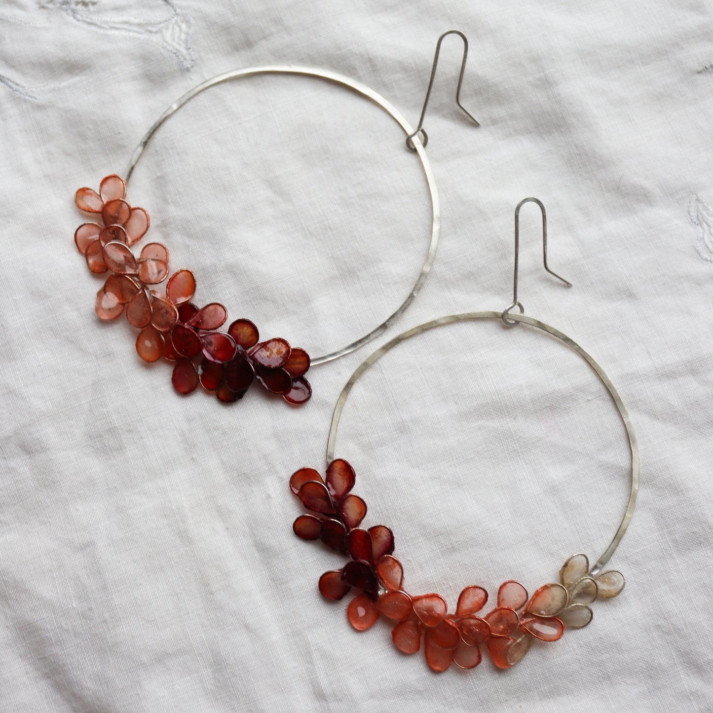 Laurel Earrings, Large : ombre bugundy