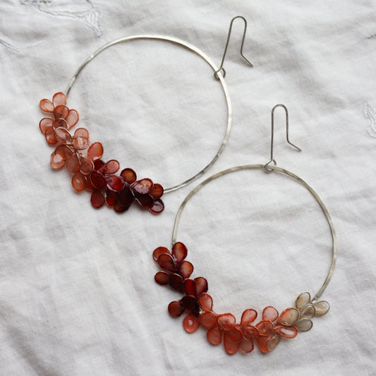 Laurel Earrings, Large : ombre bugundy