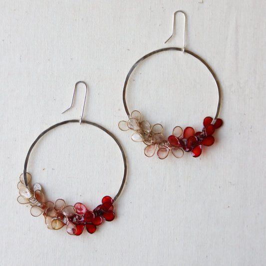 Laurel Earrings, Large : Coral