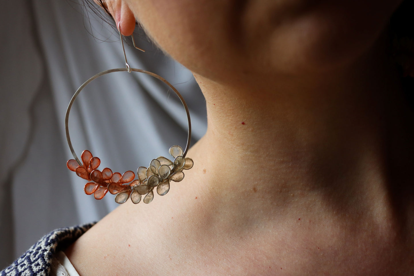 Laurel Earrings, Large : burnt orange & apricot