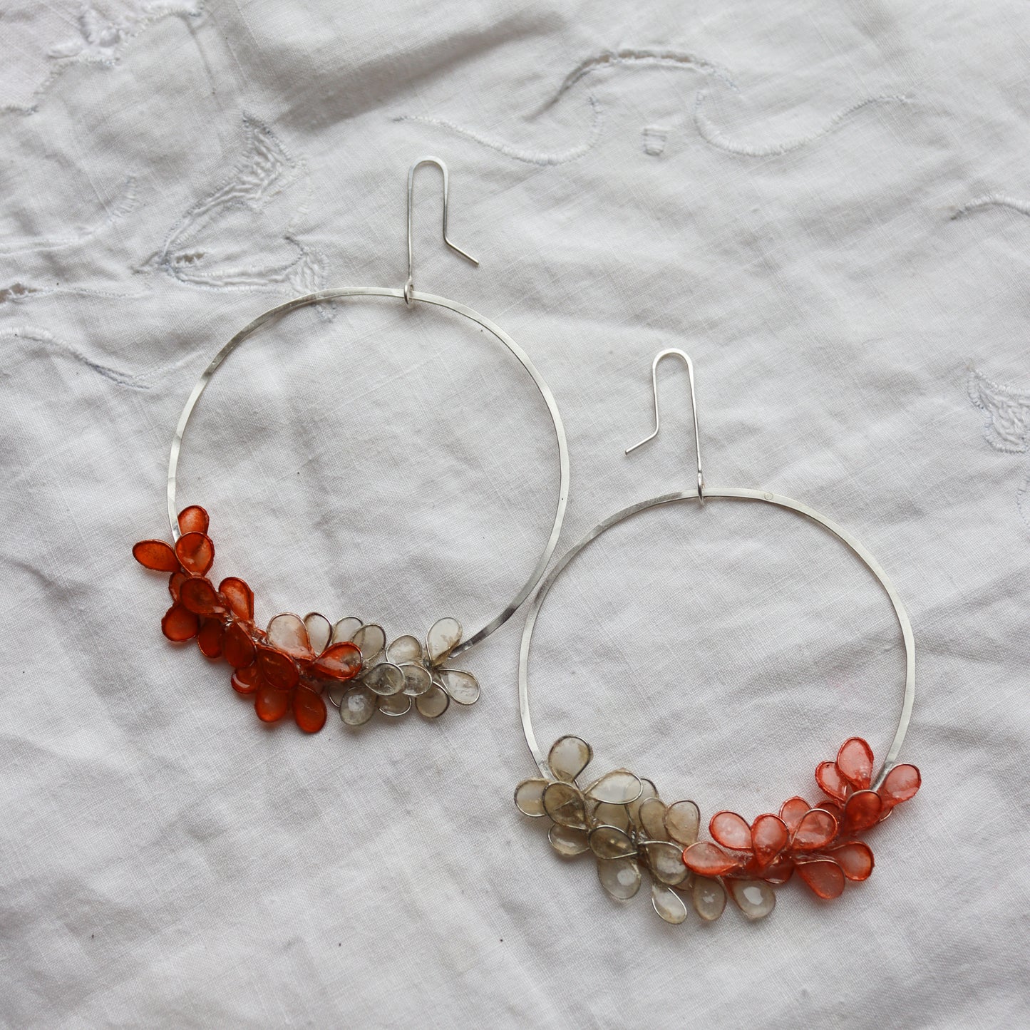 Laurel Earrings, Large : burnt orange & apricot