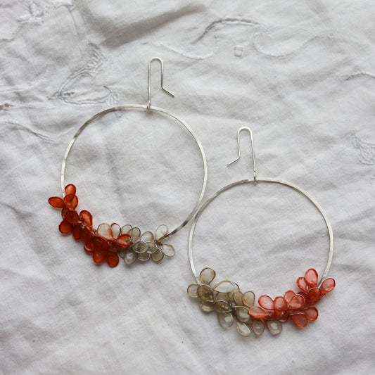 Laurel Earrings, Large : burnt orange & apricot