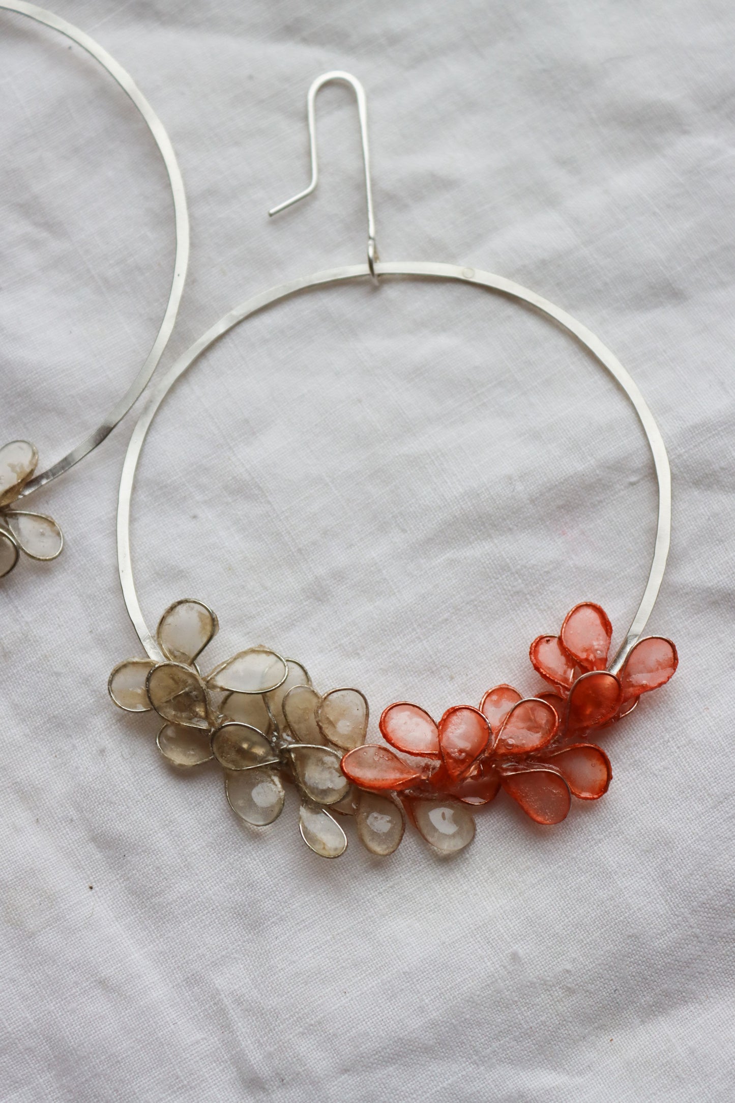 Laurel Earrings, Large : burnt orange & apricot