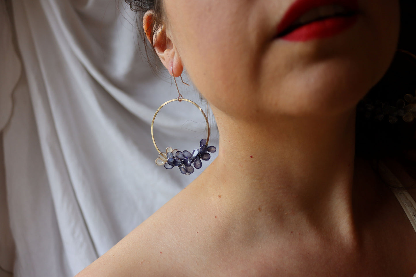 Laurel Earrings, medium : ombre indigo