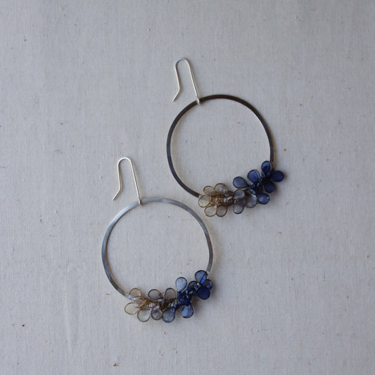 Laurel Earrings, Large : Indigo