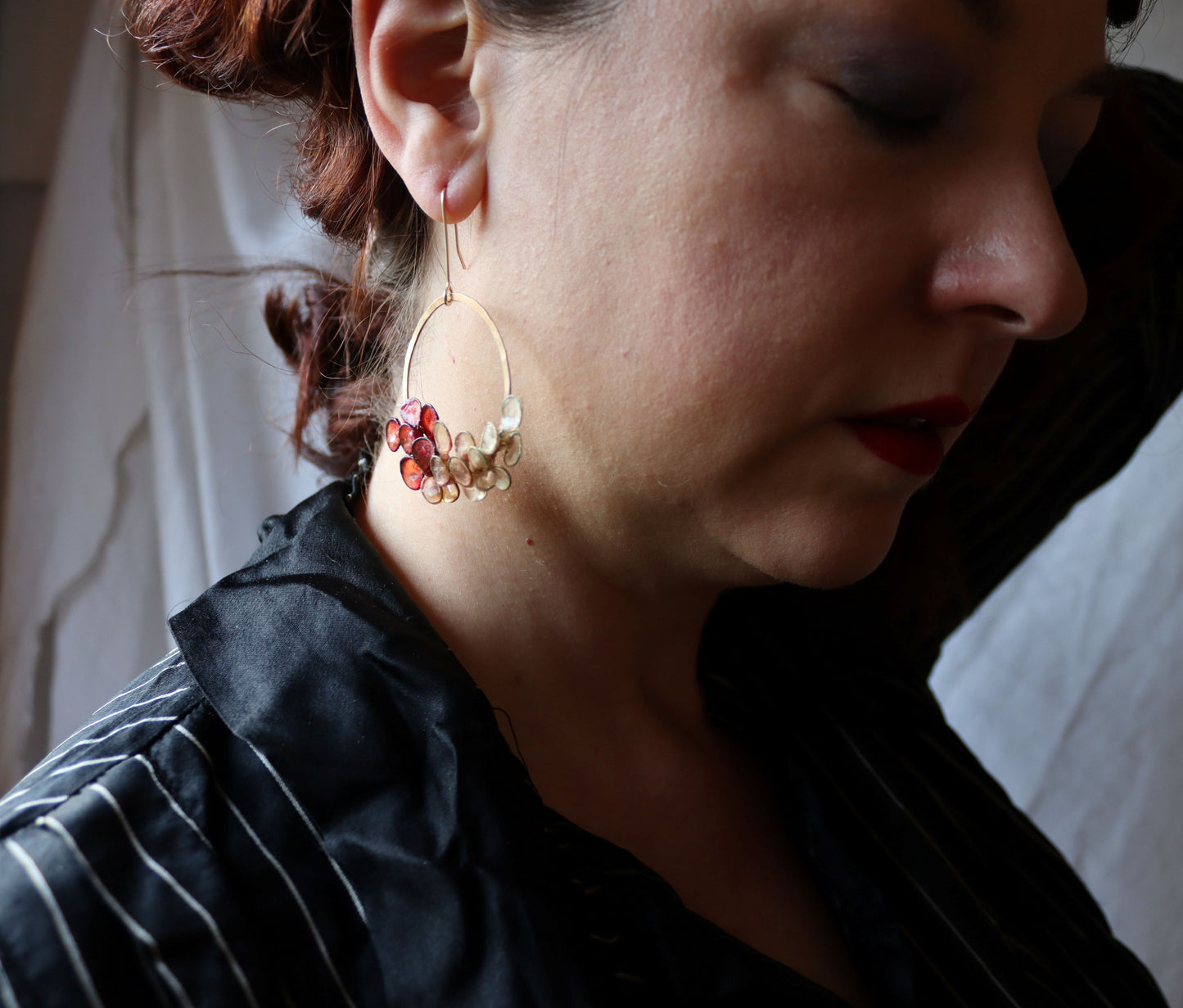 Laurel Earrings, gold filled, ombre coral