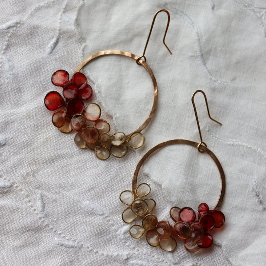Laurel Earrings, gold filled, ombre coral