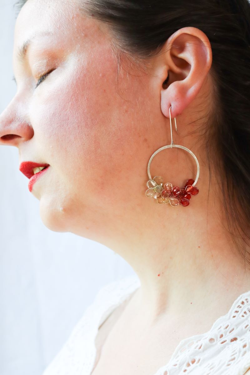 Laurel Earrings, coral pink