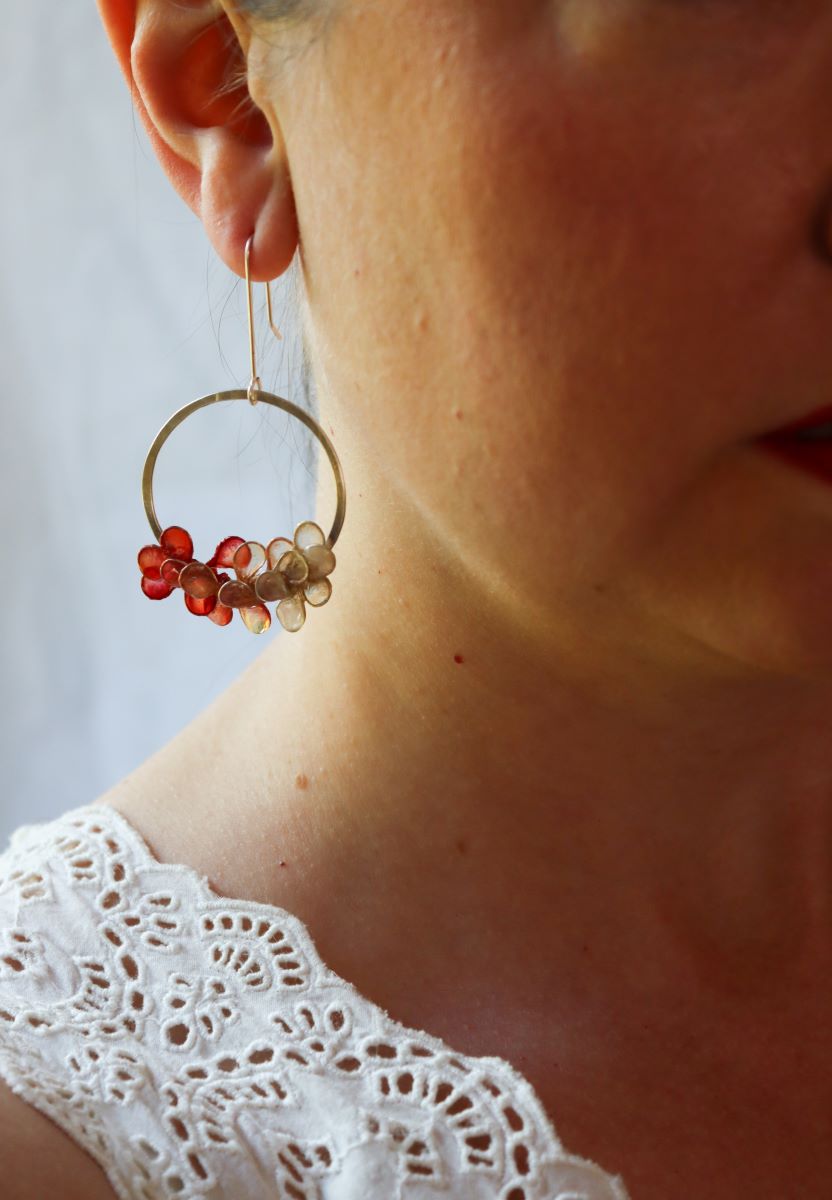 Laurel Earrings, coral pink