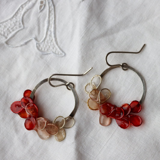 Laurel Earrings, coral pink, small