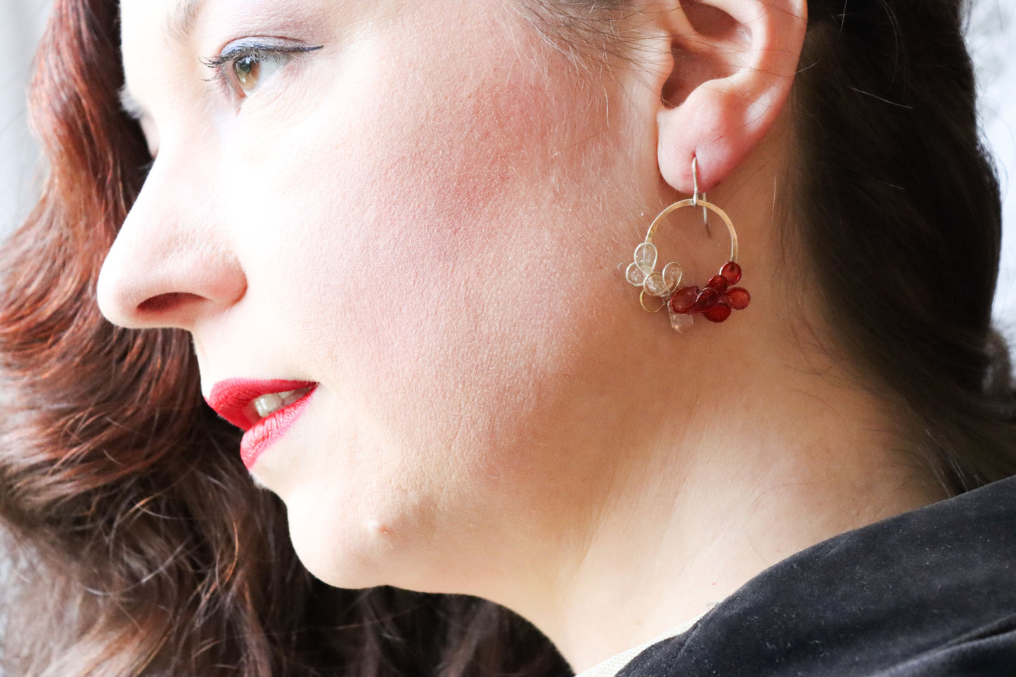 Laurel Earrings, coral pink, small