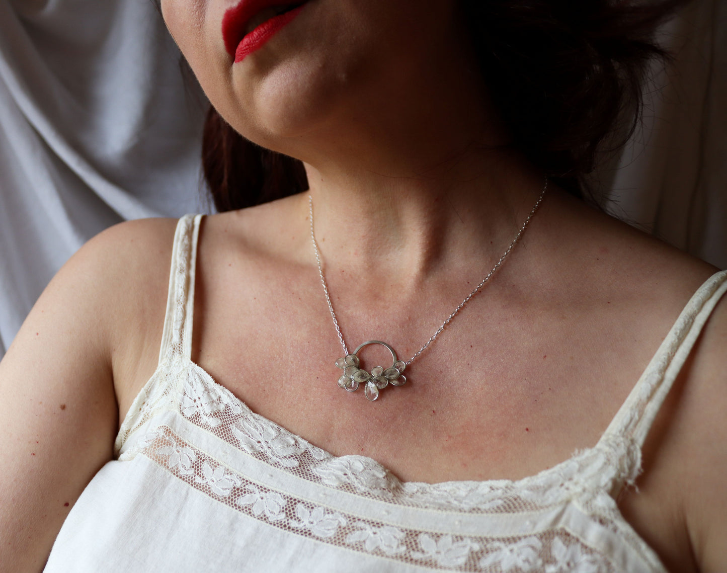 Laurel Necklace, small : ivory & silver