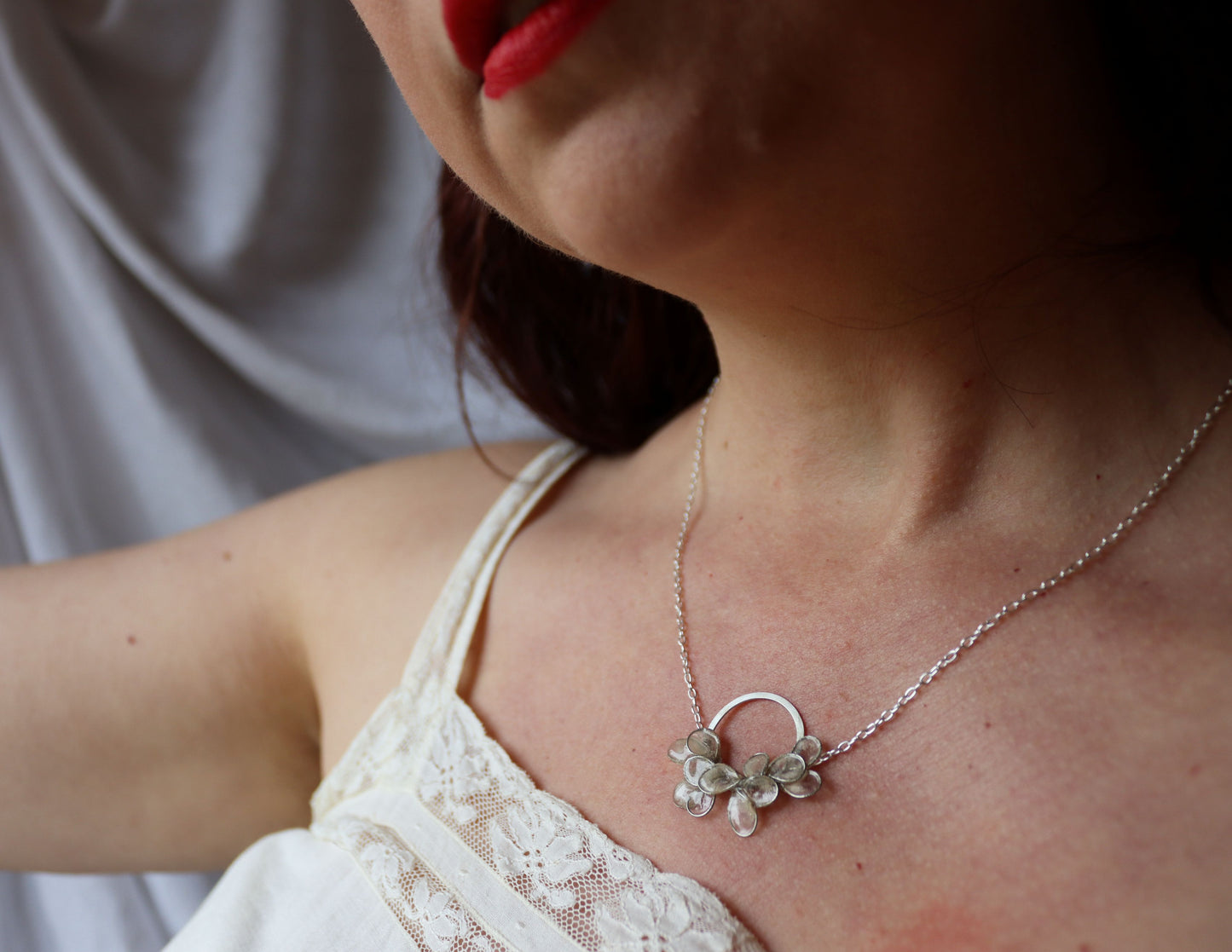 Laurel Necklace, small : ivory & silver