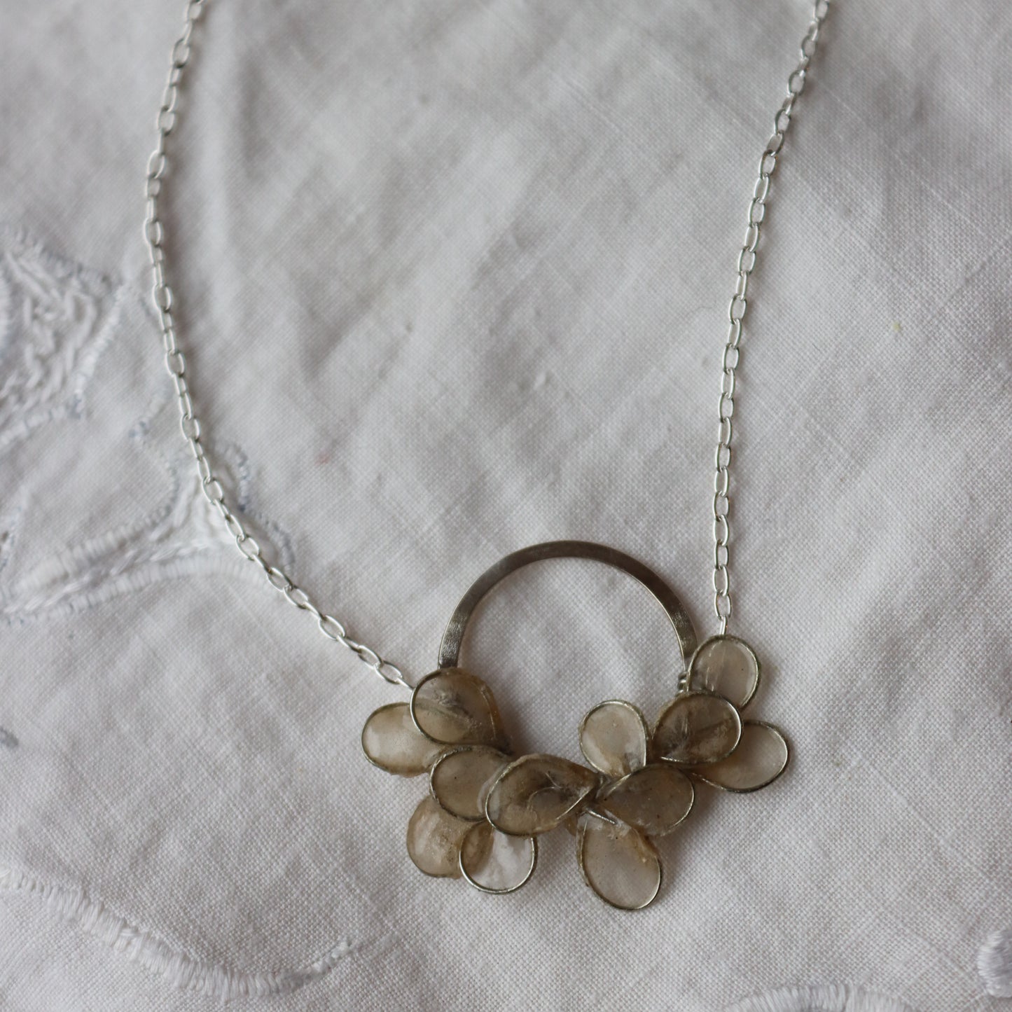 Laurel Necklace, small : ivory & silver
