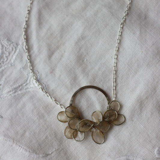 Laurel Necklace, small : ivory & silver