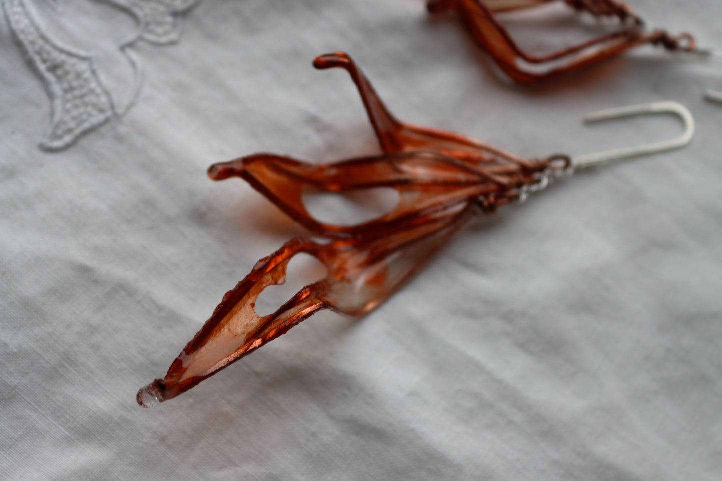 Leaf Cascade Earrings, burnt orange