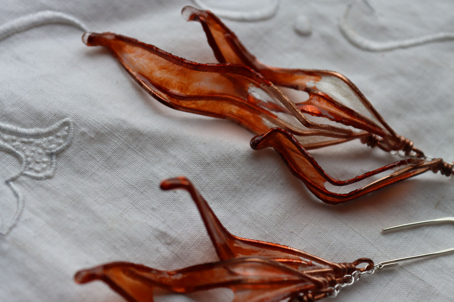 Leaf Cascade Earrings, burnt orange